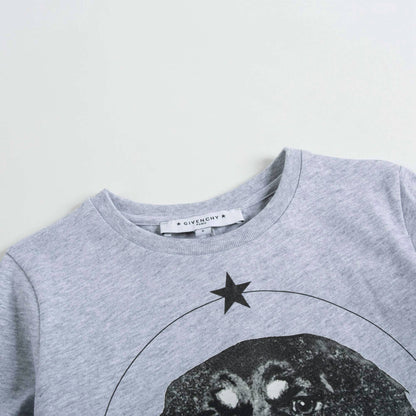 Boys Grey Dog Printed Cotton  T-shirt