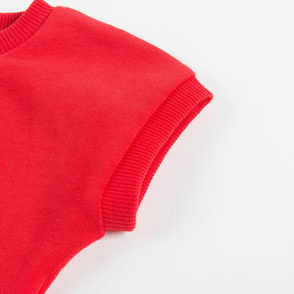 Baby Girls Poppy Red Cotton Teddy Bear Dress