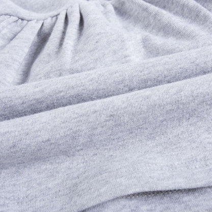 Girls Melange Grey Cotton Teddy Bear Dress