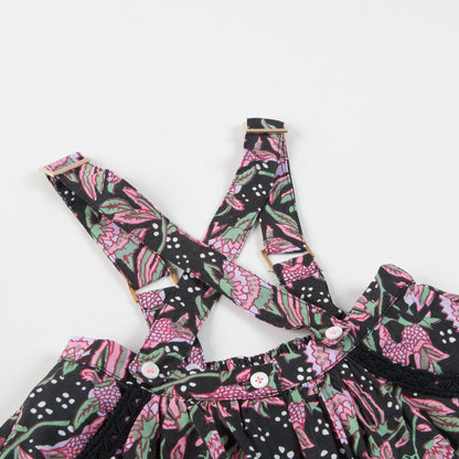 Girls Blue Flower Cotton Skirt