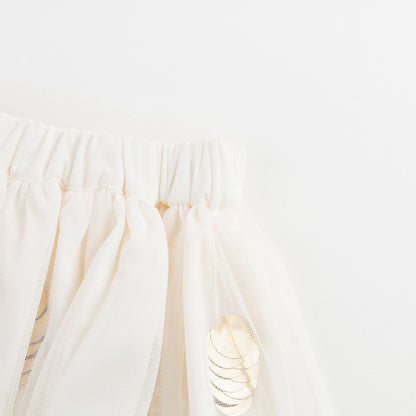 Girls Ivory Tiered Tulle Skirt
