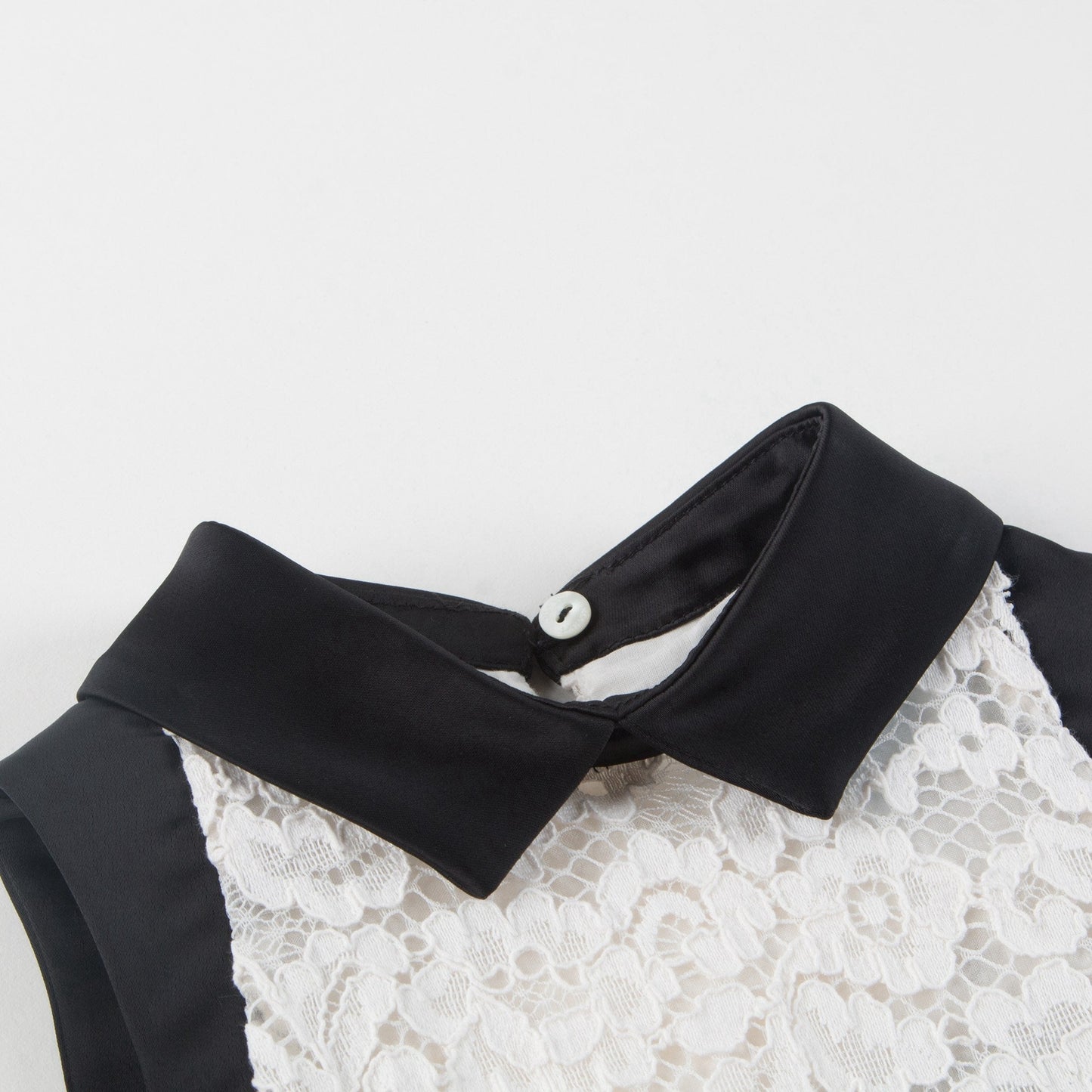 Girls White Black Collar Cotton Dress