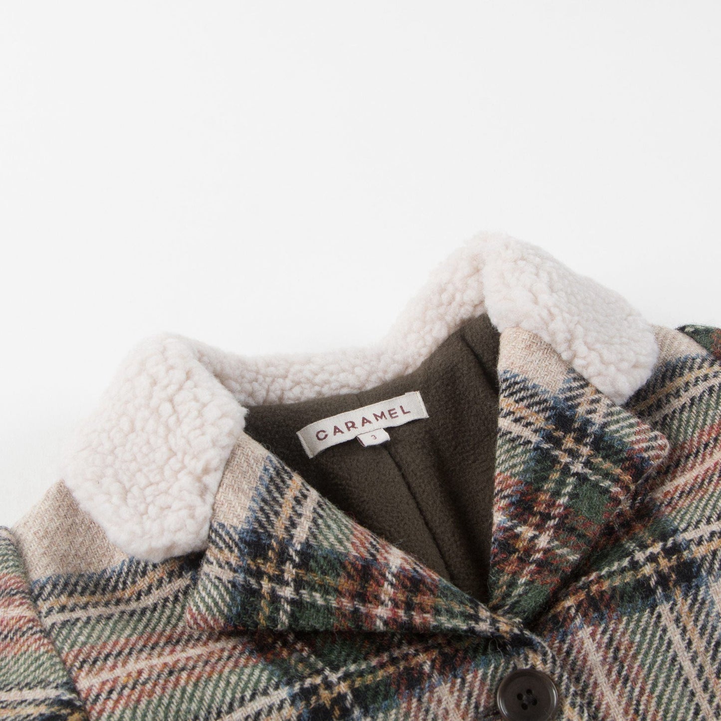 Girls Beige Check Wool Coat