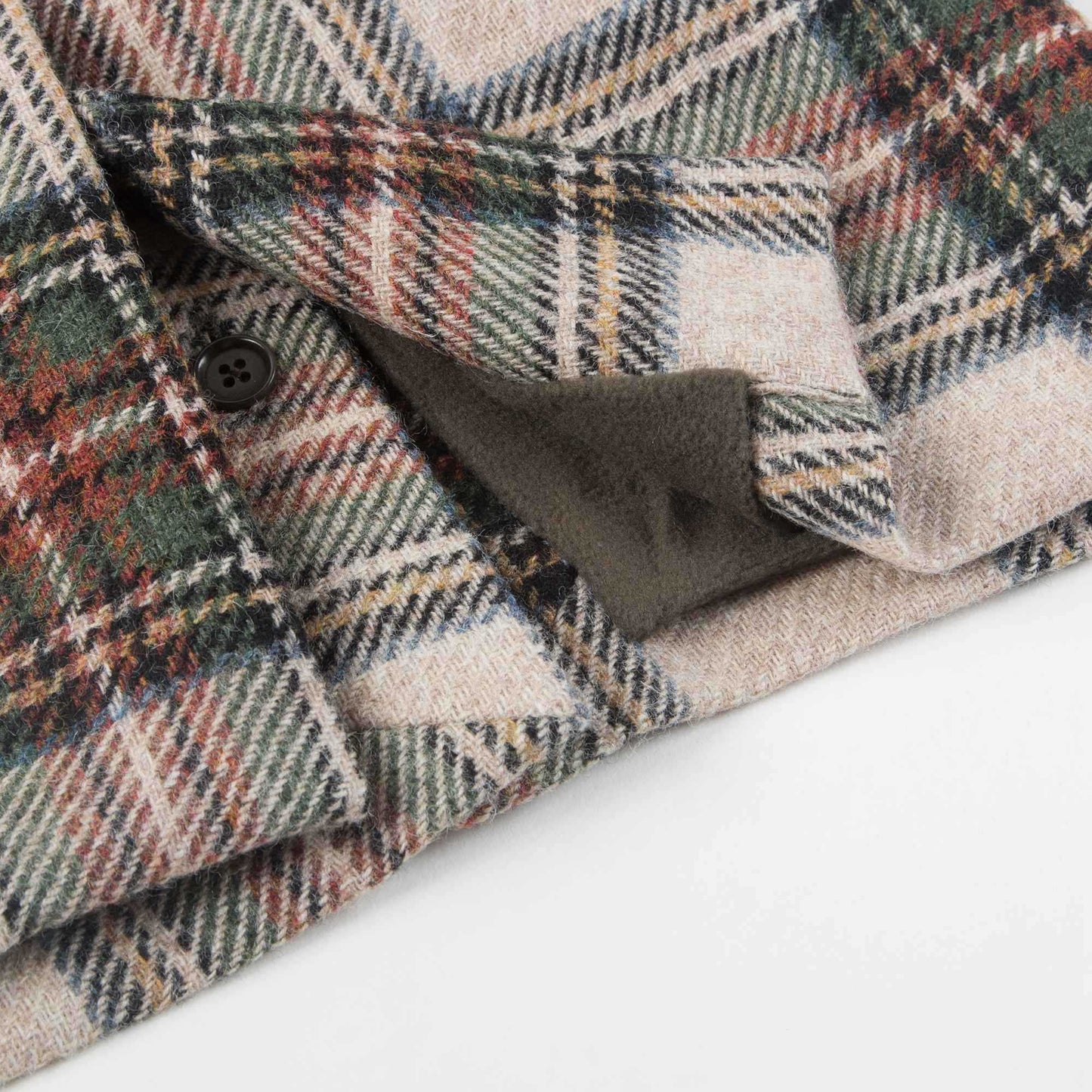 Girls Beige Check Wool Coat