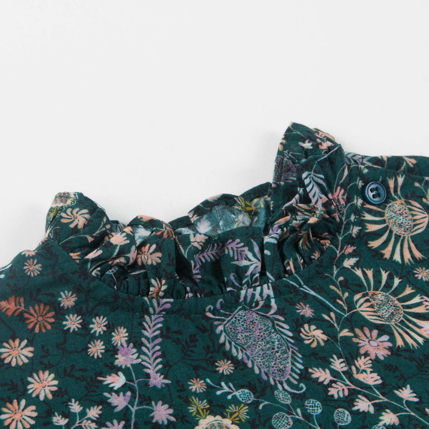 Girls Dark Green Printed Blouse