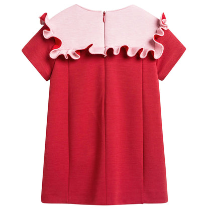 Baby Girls Red & Pink Neoprene Dress