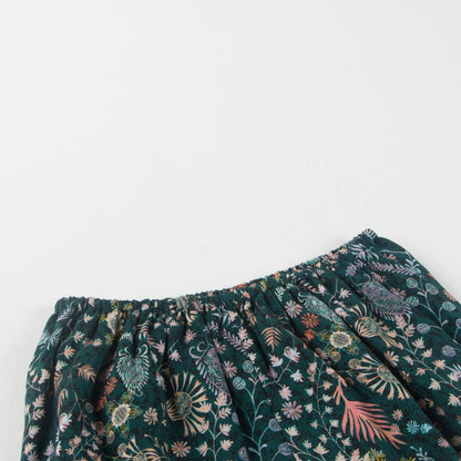 Baby Girls Dark Green Printed Shorts