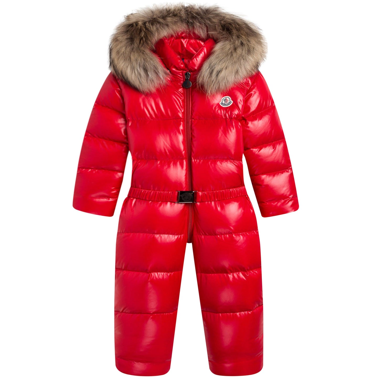 Baby Red Plush Trims Hooded Padded Down 'Crystal'Snowsuit