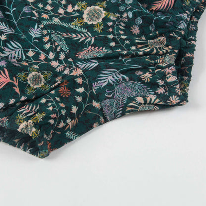 Baby Girls Dark Green Printed Shorts