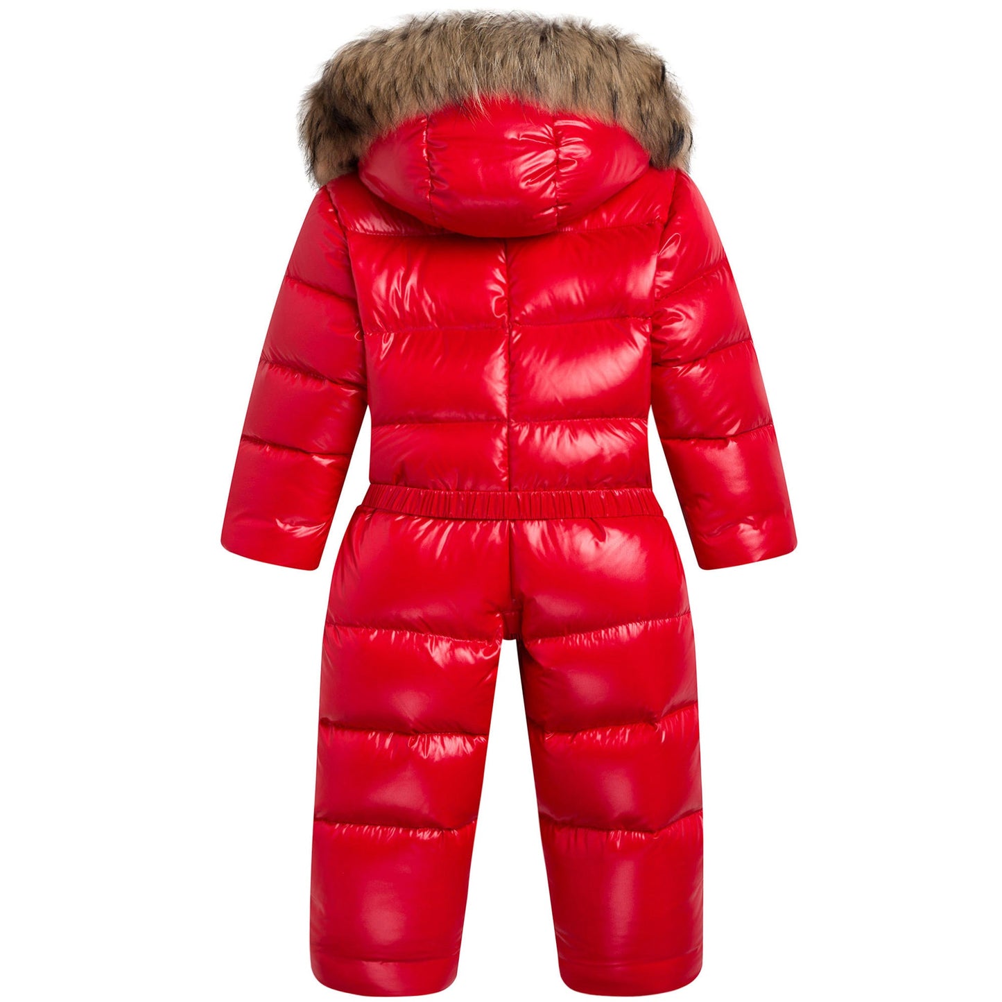 Baby Red Plush Trims Hooded Padded Down 'Crystal'Snowsuit