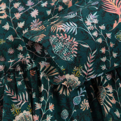 Baby Girls Dark Green Printed Dress