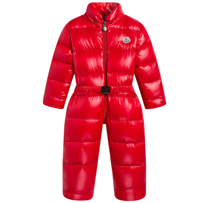 Baby Red Plush Trims Hooded Padded Down 'Crystal'Snowsuit