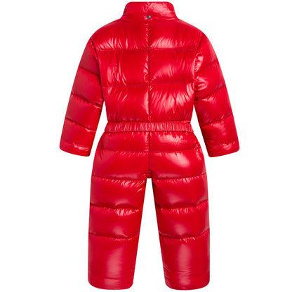 Baby Red Plush Trims Hooded Padded Down 'Crystal'Snowsuit