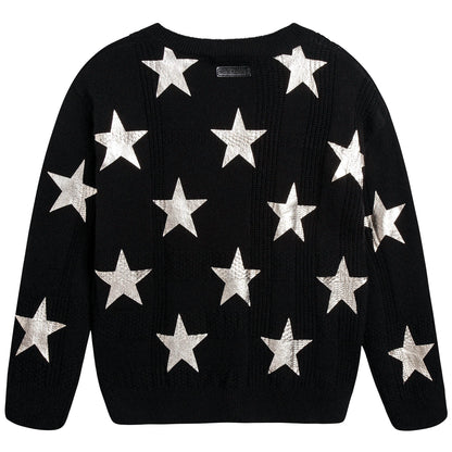 Boys Black Stars Print Sweater