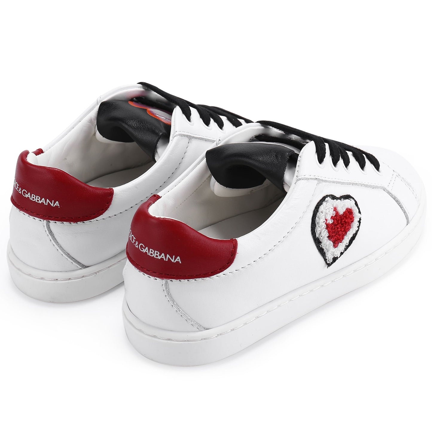 Girls White Trainers With Red Hearts