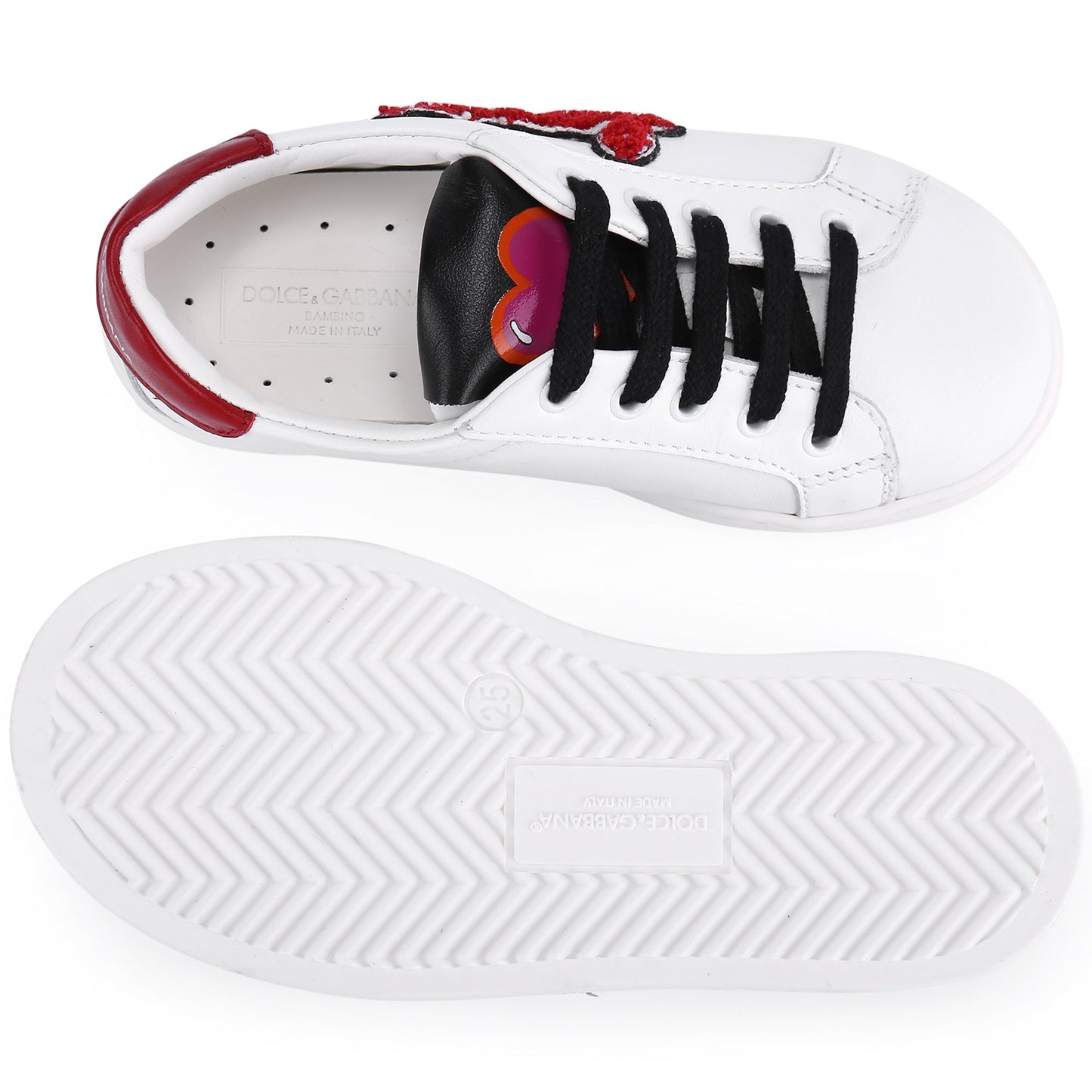 Girls White Trainers With Red Hearts