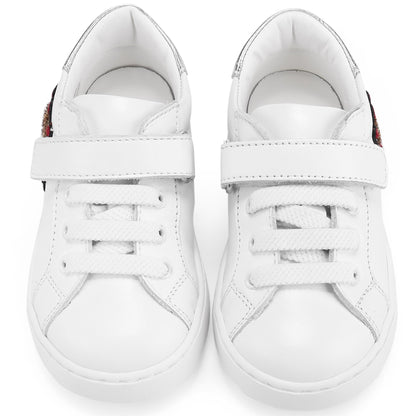 Baby White Velcro Leather Trainers