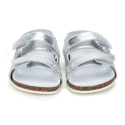 Girls Silver Leather Sandals