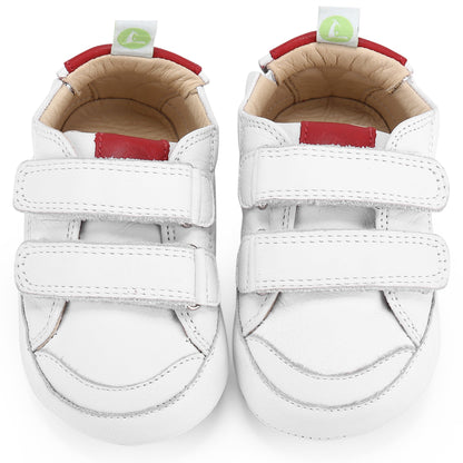 Baby White & Red Leather Trainers