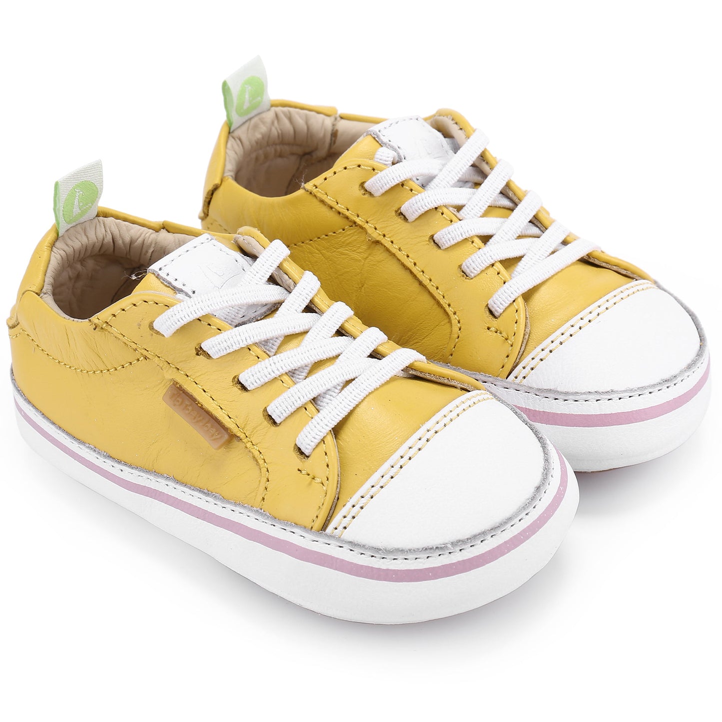Baby Girls Yellow 'Funky' Leather Trainers