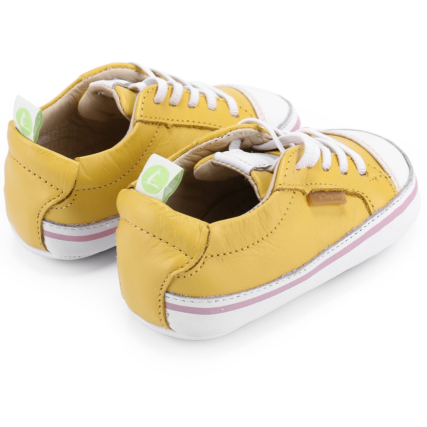 Baby Girls Yellow 'Funky' Leather Trainers