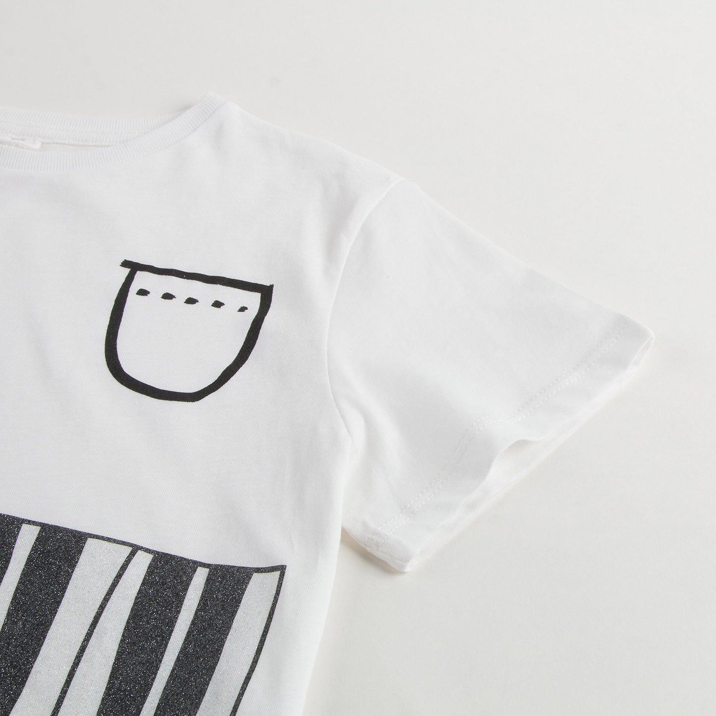 Girls White & Black Piano Print Plum T-shirt