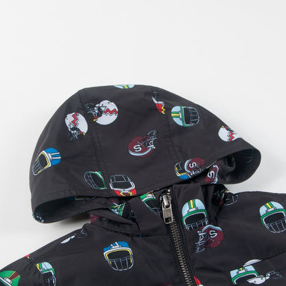 Boys Black Helmet  Parka Jackets