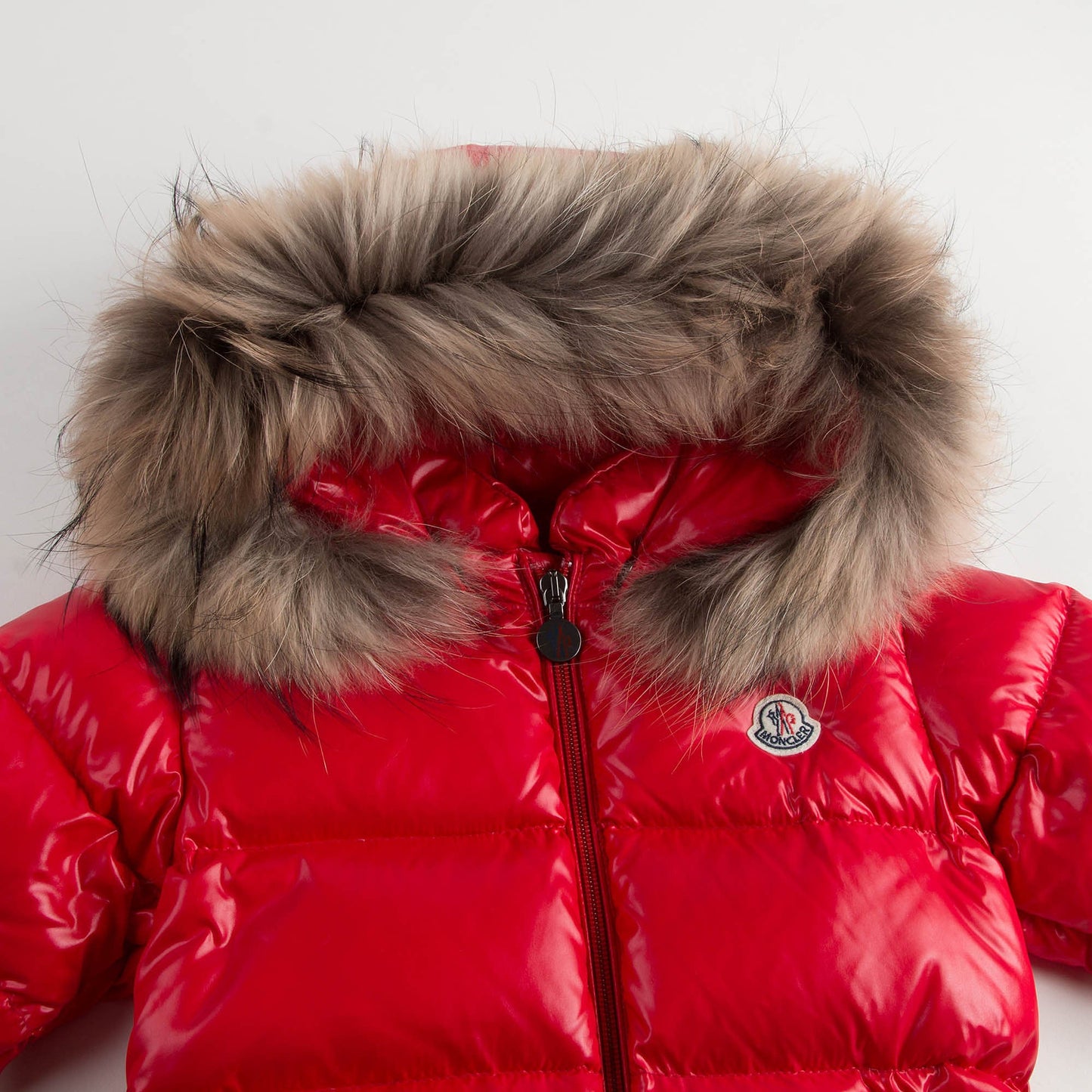 Baby Red Plush Trims Hooded Padded Down 'Crystal'Snowsuit