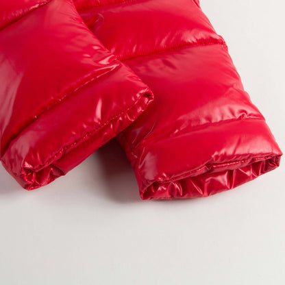 Baby Red Plush Trims Hooded Padded Down 'Crystal'Snowsuit