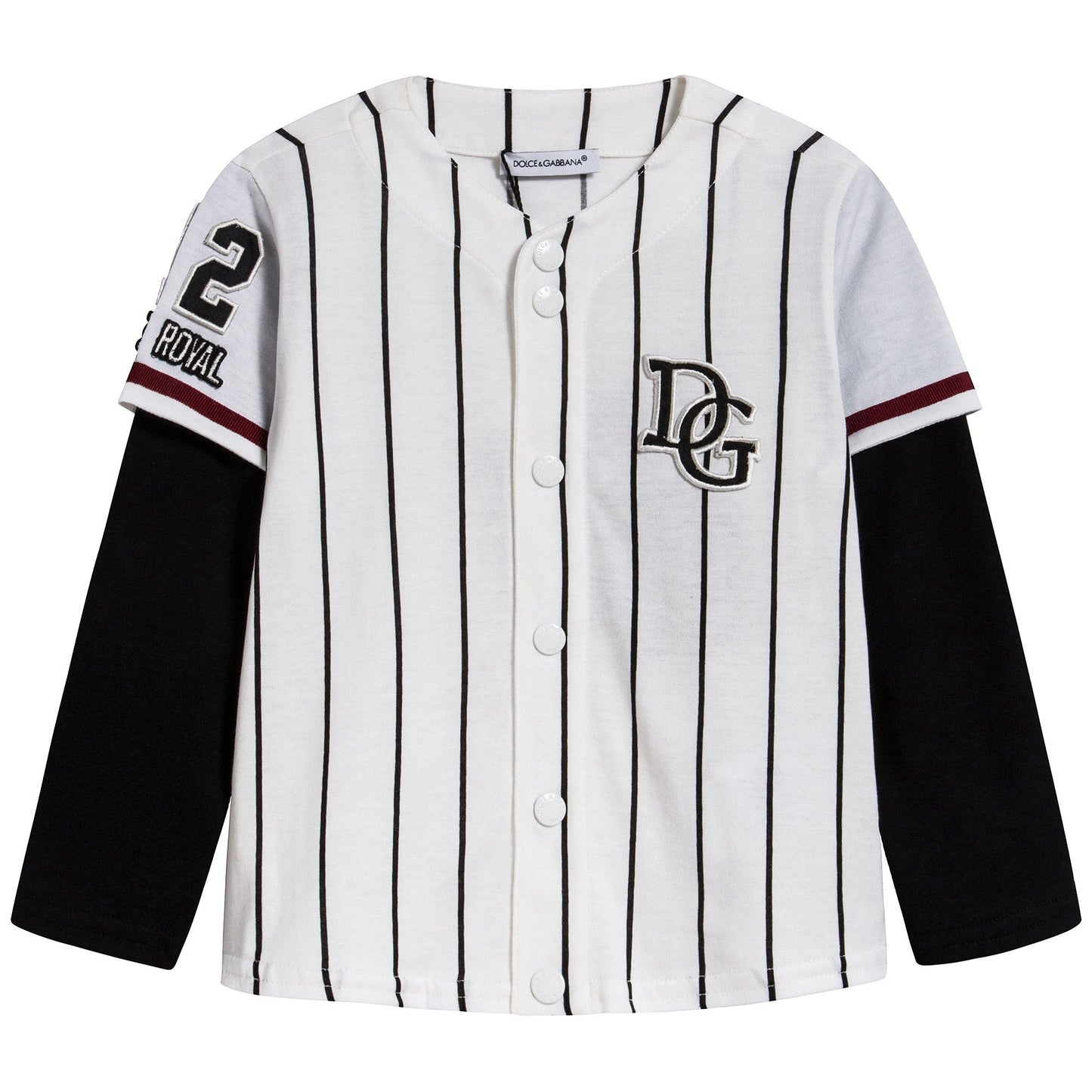 男婴白色条纹棉T恤