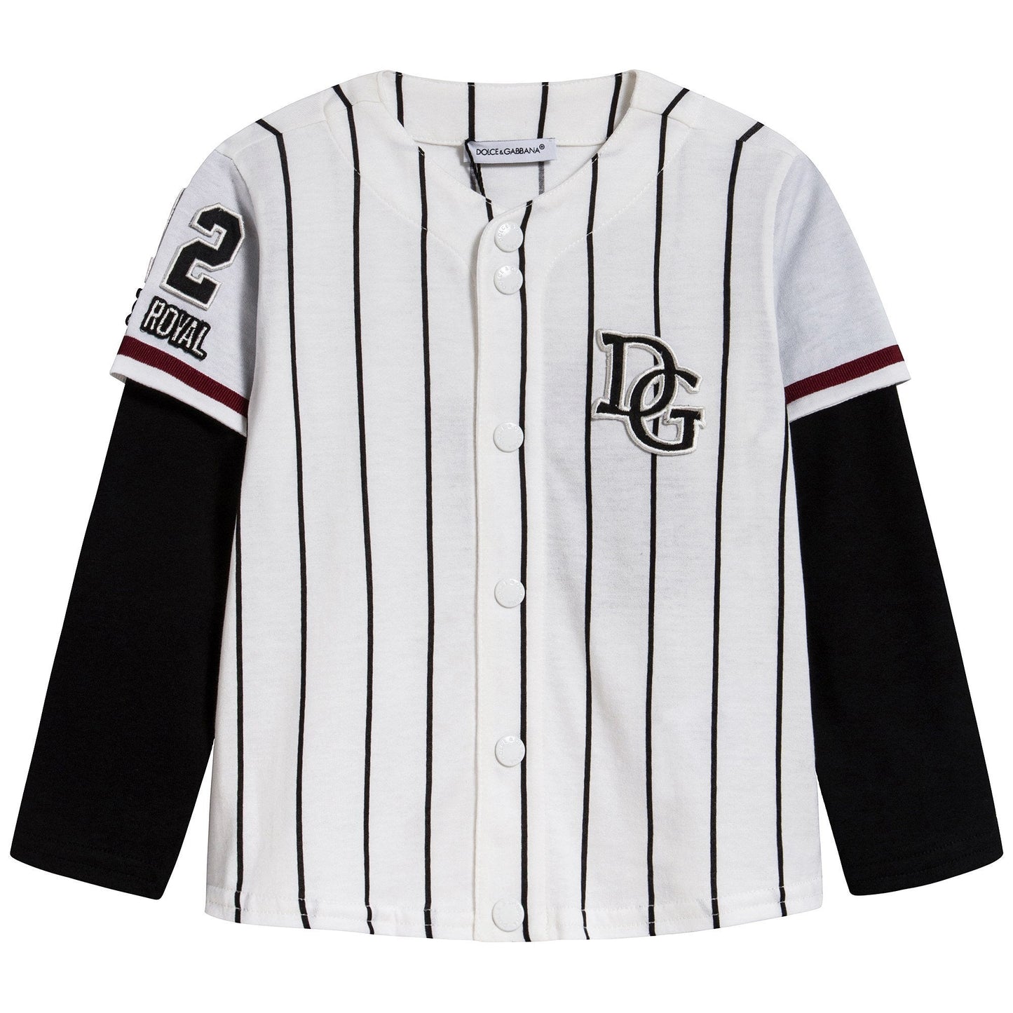 男婴白色条纹棉T恤