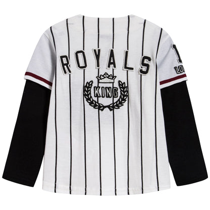 男婴白色条纹棉T恤