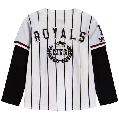 男婴白色条纹棉T恤