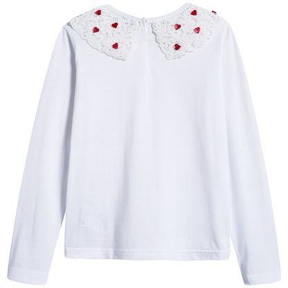 Girls White Cotton T-shirt