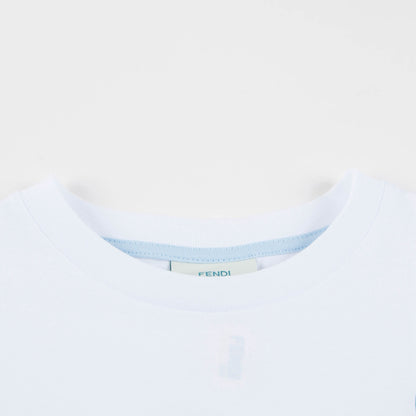 Girls White & Rosa Cotton Dress