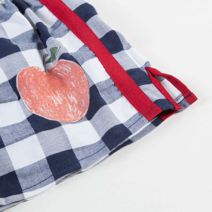 Girls Navy Blue Peach Cotton Shorts