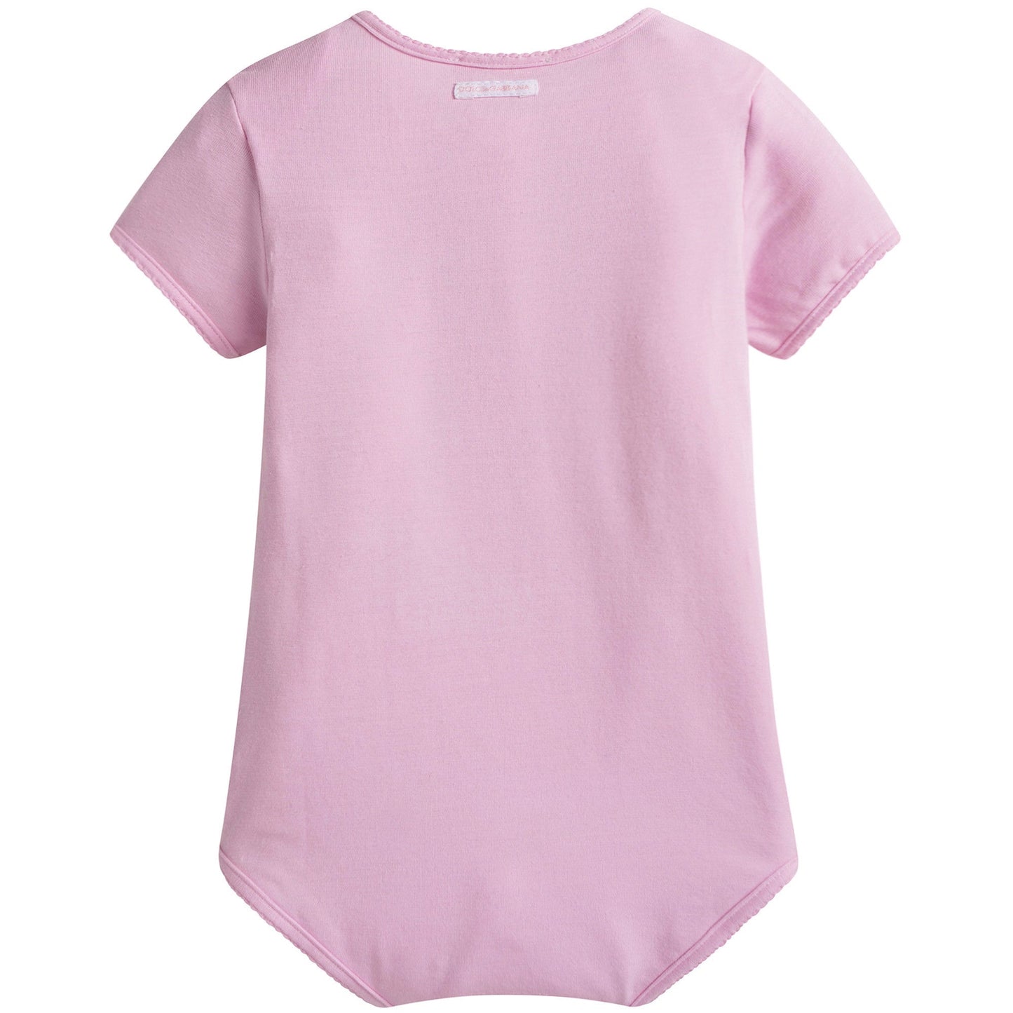 Baby Girls Pink Fancy Printed Trims Cotton Bodysuit