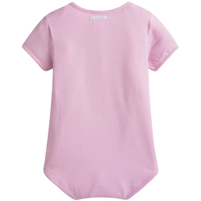 Baby Girls Pink Fancy Printed Trims Cotton Bodysuit