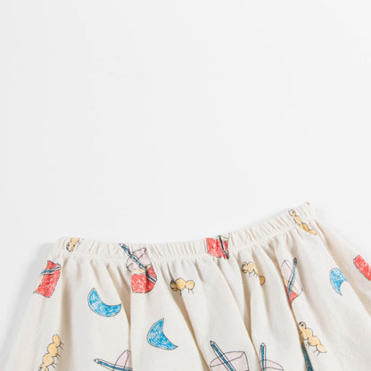 Girls Raw White Glasses Cotton Skirt