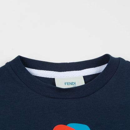 Boys Black Printed Cotton T-shirt
