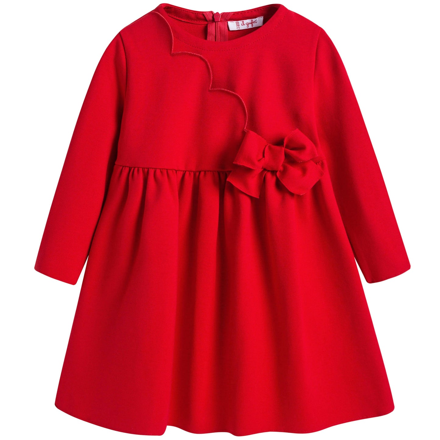 Girls Poppy Red Bow Trims Milano Dress