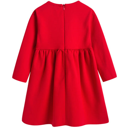 Girls Poppy Red Bow Trims Milano Dress