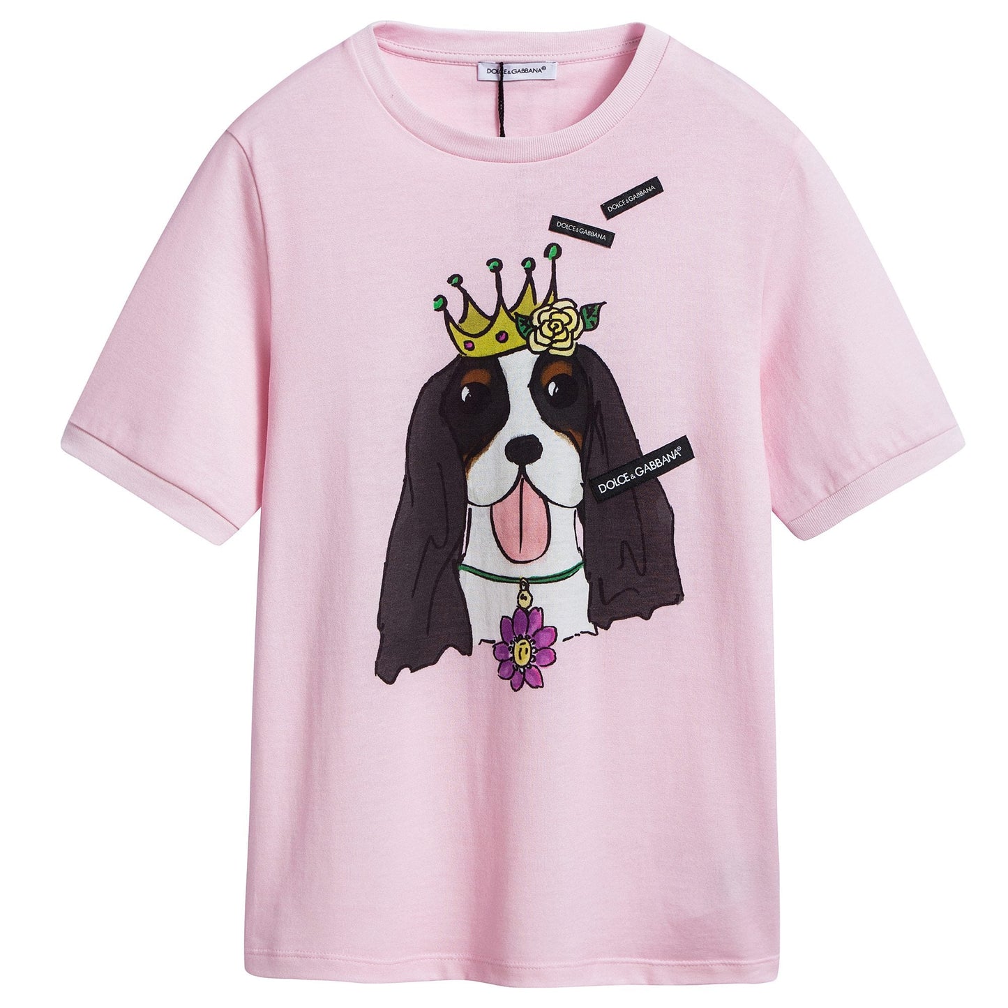 Girls  Pink   With    "Dog"  Printed   Cotton   T-shirt