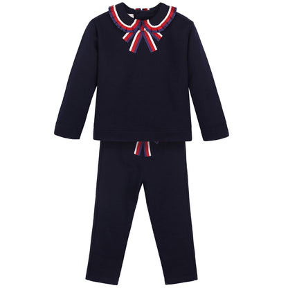 Baby Girls  Navy Blue Ribbon Tracksuit