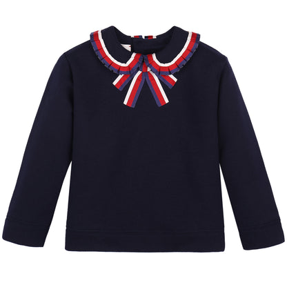 Baby Girls  Navy Blue Ribbon Tracksuit