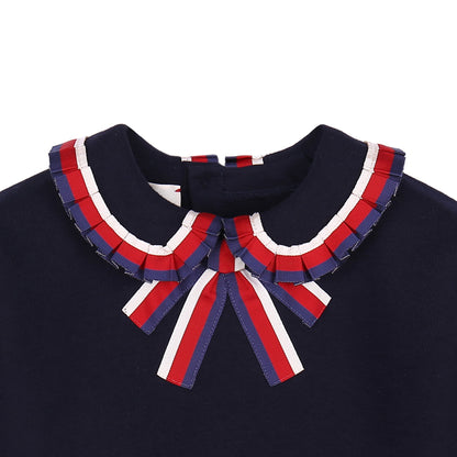 Baby Girls  Navy Blue Ribbon Tracksuit