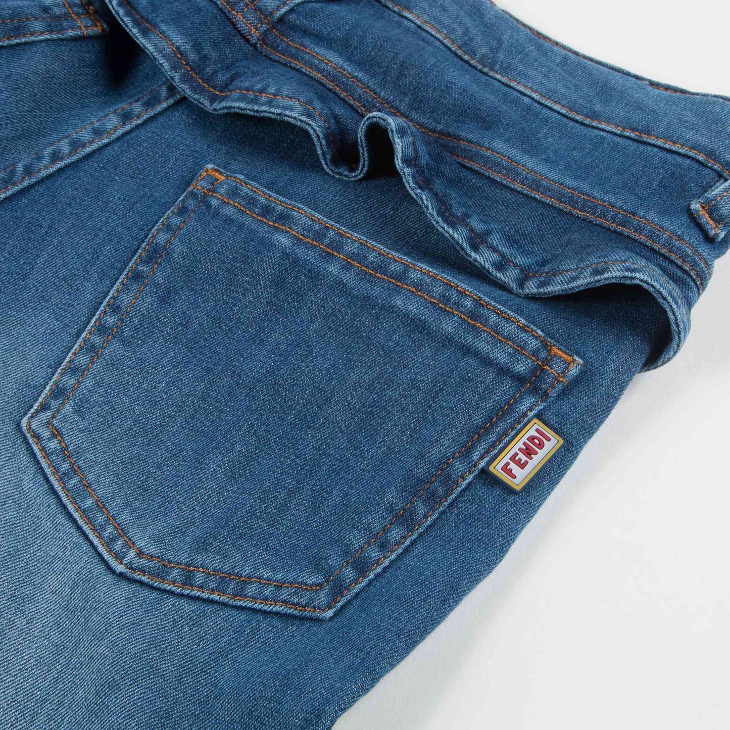 Girls Blue Stretch Denim Cotton Trousers