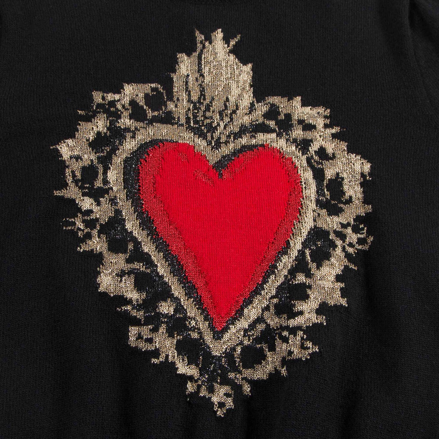 Girls Black  "Love"  Printed  Wool  Sweater