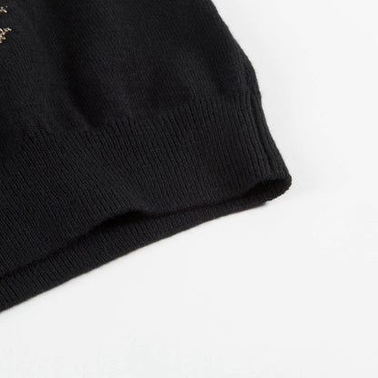 Girls Black  "Love"  Printed  Wool  Sweater