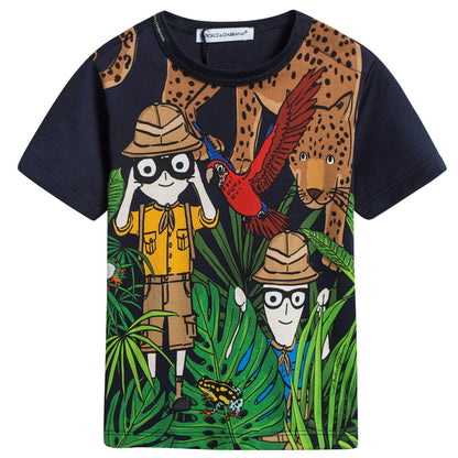 Baby Boys Black Cotton T-shirt
